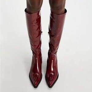 Jeffrey Campbell Glossy Burgundy Heeled Boots